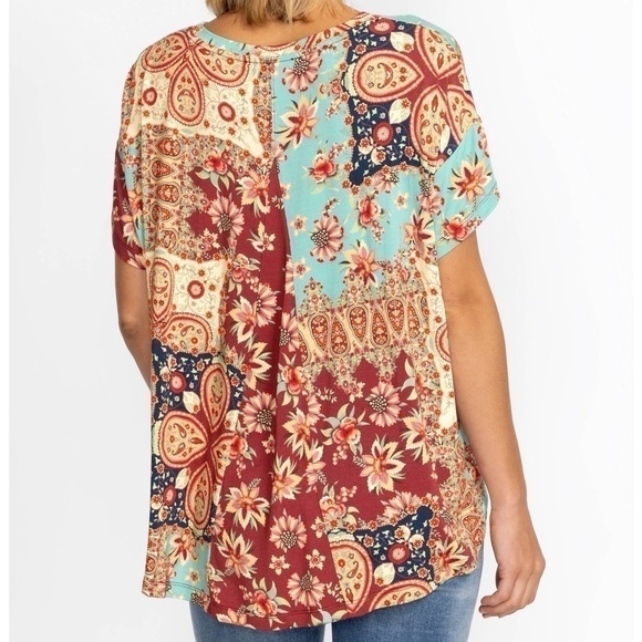 Johnny Was Thena Box Pleat Swing Tee Multi Color Size L - Picture 2 of 13